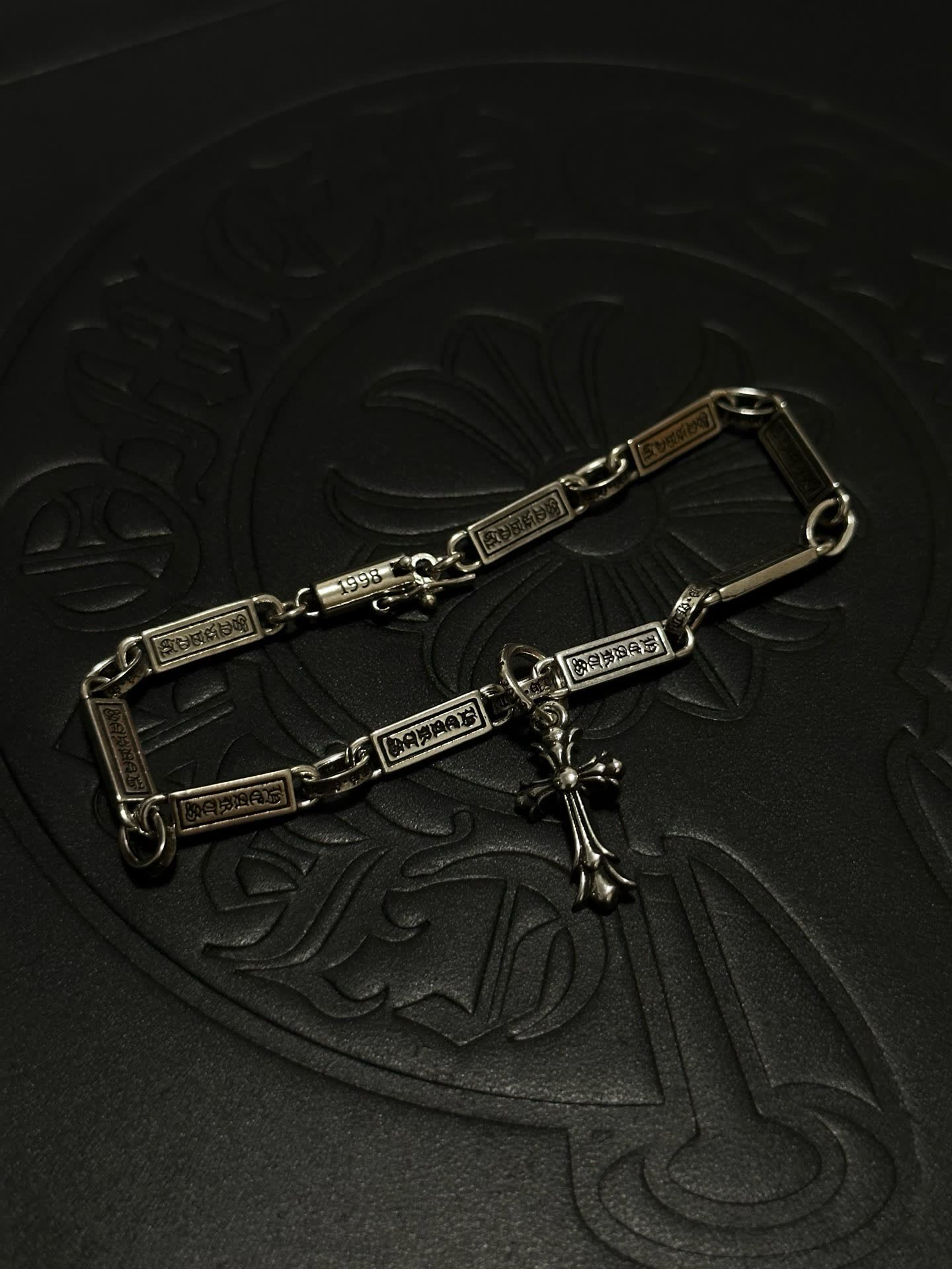 Chrome Hearts Silver Cross Charm Bracelet